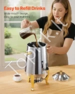 Nerūdijančio Plieno Termo Gėrimų Dozatorius 13 L, Karštiems ir Šaltiems Gėrimams 290x290x530 mm, Sidabrinis - Image 5