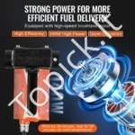 Nešiojama Elektrinė Kuro Siurblinė, 12V DC, 19 L/min Srautas, 1/7 AG Variklis, Automatinis Pistoletas, Benzinas/Dyzelinas/Žibalas, Ketaus Korpusas - Image 5