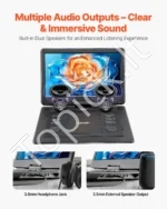 Kompaktiškas Nešiojamas DVD Grotuvas  22,8 cm (9 col.) HD Ekranas (800x480), 4 val. Baterija (2500 mAh) - Image 7