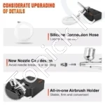 Nešiojamas Mini Airbrush Rinkinys su Kompresoriumi, Dvigubo Veikimo Pistoletas, Reguliuojamas Slėgis - Image 3