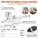 Nešiojamas Mini Airbrush Rinkinys su Kompresoriumi, Dvigubo Veikimo Pistoletas, Reguliuojamas Slėgis - Image 4