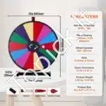 Nešiojamas Stalo Laimės Rato Žaidimas su 14 Segmentų, 601 mm Skersmuo - Image 6