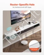 Pakabinama TV Spintelė (180 cm), Balta su Rotango Durelėmis - Image 3