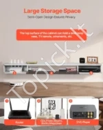 Pakabinama TV Spintelė (180 cm), Balta su Rotango Durelėmis - Image 4