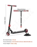 Paspirtukas Paaugliams: Aliuminio Lydinio, HIC Kompresija, 500 x 100 mm Deka, 79.6 cm Aukštis - Image 7