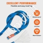 Patikima Statinė Virvė (Virvė, lynas) – 45,7 m Ilgis, 12,7 mm Skersmuo, Poliesterio Medžiaga, 32 kN Atsparumas  - Image 4