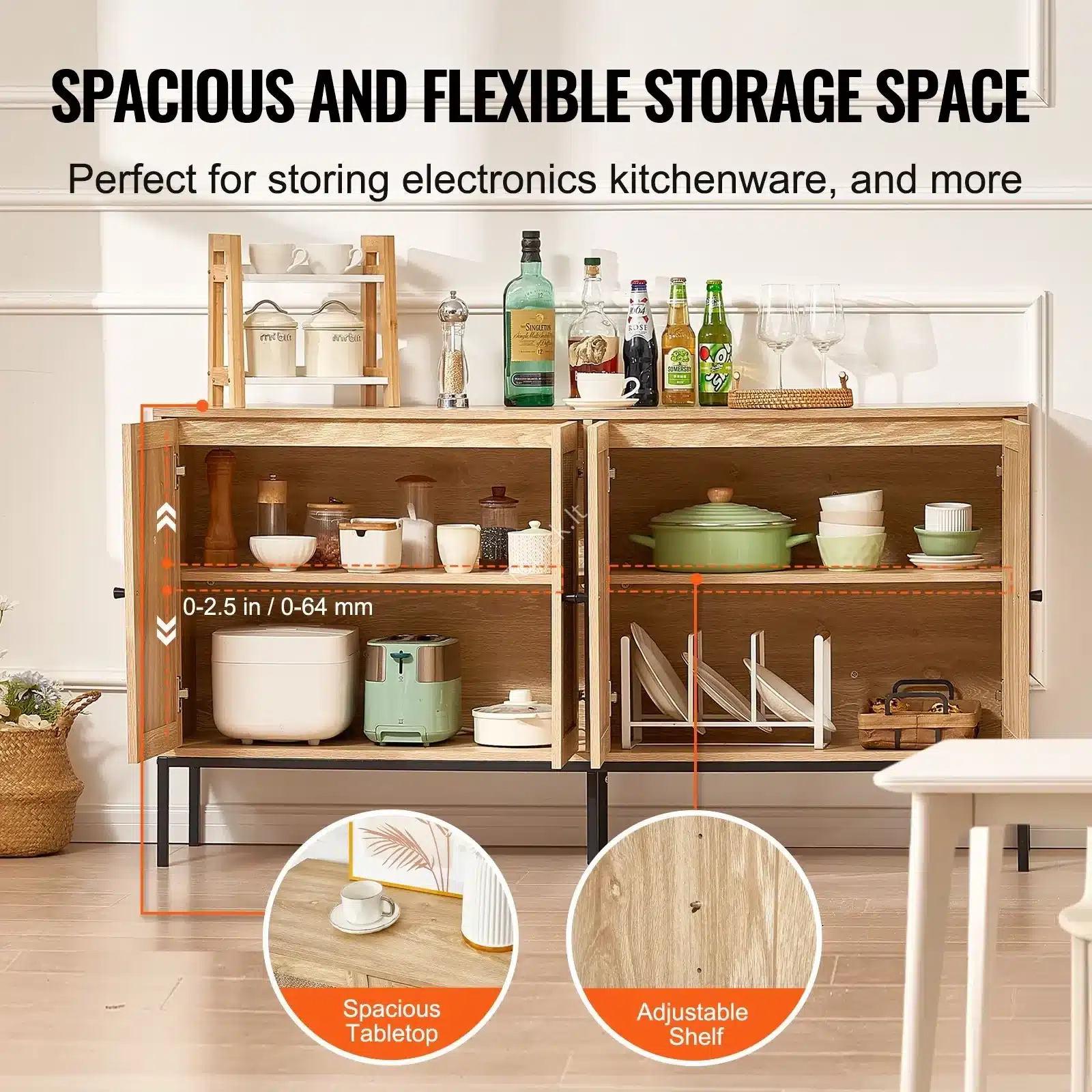Pinta Rattan Komoda-Bufetas su 4 Magnetinėmis Durelėmis. Natūrali Spalva, 150 x 36 x 80 cm topick (3) Pinta Rattan Komoda-Bufetas su 4 Magnetinėmis Durelėmis. Natūrali Spalva, 150 x 36 x 80 cm - Image 3
