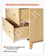 Plati Komoda su 6 Stalčiais, Juodo Ąžuolo Imitacija, 137 x 40 x 81 cm, MDF Plokštė - Image 5
