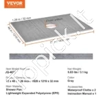 Platus Dušo Hydroizoliacijos Rinkinys 182,8 cm x 121,9 cm, 32 mm EPS, 160 mm - Image 3