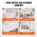 Pliušinis Supamas Krėslas,Pieno Baltumo, "Teddy" Audinys, 95 x 71,5 x 97 cm - Image 5