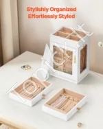 Prabangi 360° Sukama Juvelyro Dėžutė su Magnetinėmis Durelėmis ir Karolių Kabliukais - Image 6