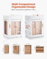 Prabangi 360° Sukama Juvelyro Dėžutė su Magnetinėmis Durelėmis ir Karolių Kabliukais - Image 2