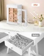 Prabangi 360° Sukama Juvelyro Dėžutė su Magnetinėmis Durelėmis ir Karolių Kabliukais - Image 5