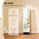 Prabangi Balta, 360° Sukama Veidrodinė Papuošalų Spintelė su LED Apšvietimu ir Stalčiumi - Image 5