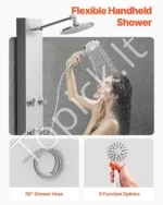 Prabangi Dušo Panelė 3/5 Funkcijos,122/124 cm Aukštis - Image 5