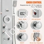 Prabangi Dušo Panelė Su Ekranu 6 Funkcijos, LED Šviesos,134,5 x 20 cm - Image 4