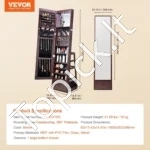 Prabangi Ruda, 360° Sukama Veidrodinė Papuošalų Spintelė su Stalčiumi ir Lentynomis - Image 6