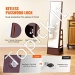 Prabangi Ruda, 360° Sukama Veidrodinė Papuošalų Spintelė su Stalčiumi ir Lentynomis - Image 2