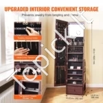 Prabangi Ruda, 360° Sukama Veidrodinė Papuošalų Spintelė su Stalčiumi ir Lentynomis - Image 3