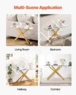 Prabangus Konsolinis Staliukas, Aukso Spalvos Metalas ir Grūdintas Stiklas. 114,3 x 45,7 x 76,2 cm - Image 7