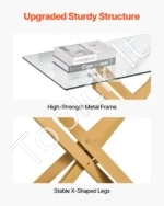 Prabangus Konsolinis Staliukas, Aukso Spalvos Metalas ir Grūdintas Stiklas. 114,3 x 45,7 x 76,2 cm - Image 5