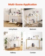 Prabangus Konsolinis Staliukas su 2 Stiklo Lentynomis, 107 x 35,4 x 75,5 cm - Image 6