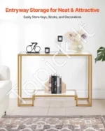 Prabangus Konsolinis Staliukas su 2 Stiklo Lentynomis, 107 x 35,4 x 75,5 cm - Image 2