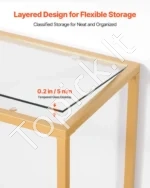 Prabangus Konsolinis Staliukas su 2 Stiklo Lentynomis, 107 x 35,4 x 75,5 cm - Image 4