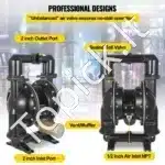 Pramoninė Dviguba Diafragminė Pompa, 2 Colių (50 mm) Jungtys, Aliuminio Korpusas / Nitrilo Diafragmos, 158 GPM Srautas - Image 5