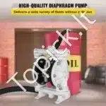 Pramoninė Dviguba Diafragminė Pompa, Oru Valdoma, 1/2 Colio (12,7 mm) Jungtys, PTFE / Polipropilenas, 80 PSI Slėgis - Image 2