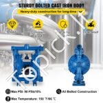 Pramoninė Nitrilo Diafragminė Pompa Aliejui, 1/2 Colio (12,7 mm), Ketaus Korpusas, Maks. 11 L/min, 90 PSI - Image 2