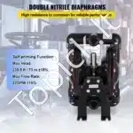 Pramoninė Oru Valdoma Diafragminė Pompa, 1 Colio (25 mm) Jungtys, Aliuminio / Nitrilo, 83 L/min Srautas, 100 PSI - Image 4