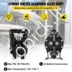 Pramoninė Oru Valdoma Pompa su PTFE Membranomis, 1 Colio (25 mm) Aliuminis / Teflonas, Maks. 90 L/min, 100 PSI - Image 2
