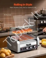 Pramoninis Hot Dog'ų (Dešrainių) Grilius su 11 Besisukančių Volelių ir Bandelių Šildytuvu, 2400 W - Image 2