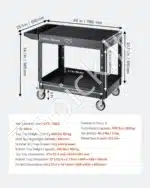 Pramoninis Serviso Vežimėlis Su 2 Lentynomis, Juodas PP, 118x65x86,5 cm, 250 kg Keliamoji Galia - Image 7