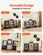 Pramoninis Vinilo Plokštelių Stovas Lentyna Grotuvui, Juodas Metalas/Ruda Mediena - Image 6