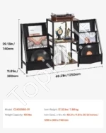 Pramoninis Vinilo Plokštelių Stovas Lentyna Grotuvui, Juodas Metalas/Ruda Mediena - Image 7