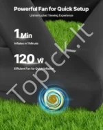 Pripučiamas Lauko Kino Ekranas Baltas HD 16:9 su Tyliu Ventiliatoriumi 3600 x 2380 mm - Image 2