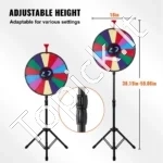 Prizų Loterijos Ratas su Trikoju Stovu, 14 Segmentų, 45 cm (apie 18 Coliai) Skersmuo, Reguliuojamas Aukštis - Image 4