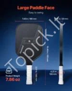 Profesionali Anglies Pluošto „Pickleball“ Raketė, Wide Body Forma, 16 mm Korio Šerdis - Image 5