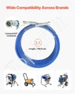 Profesionali Aukšto Slėgio Beorio Dažymo Purkštuvo Žarna 15.2 m / 1/4 colio, Maks. Slėgis 4350 PSI - Image 2