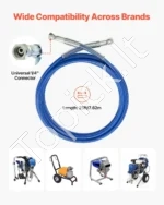 Profesionali Aukšto Slėgio Beorio Dažymo Purkštuvo Žarna 7.62 m / 1/4 colio, Maks. Slėgis 4350 PSI - Image 2