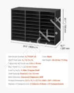 Profesionali Dokumentų Lentyna / Rūšiuoklis su 27 Skyriais, Išimamos Lentynėlės, 80 x 29.7 x 55 cm, juodos spalvos - Image 7