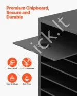 Profesionali Dokumentų Lentyna / Rūšiuoklis su 27 Skyriais, Išimamos Lentynėlės, 80 x 29.7 x 55 cm, juodos spalvos - Image 3