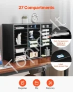 Profesionali Dokumentų Lentyna / Rūšiuoklis su 27 Skyriais, Išimamos Lentynėlės, 80 x 29.7 x 55 cm, juodos spalvos - Image 4