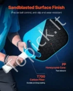 Profesionalus Anglies Pluošto „Pickleball“ Raketė, 16 mm Polipropileno Korio Šerdis - Image 3