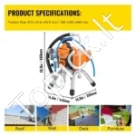 Profesionalus Aukšto Slėgio Beoris Dažymo Aparatas Su Ratukais, 2200 W, 3000 PSI, 2,0 L/min - Image 7