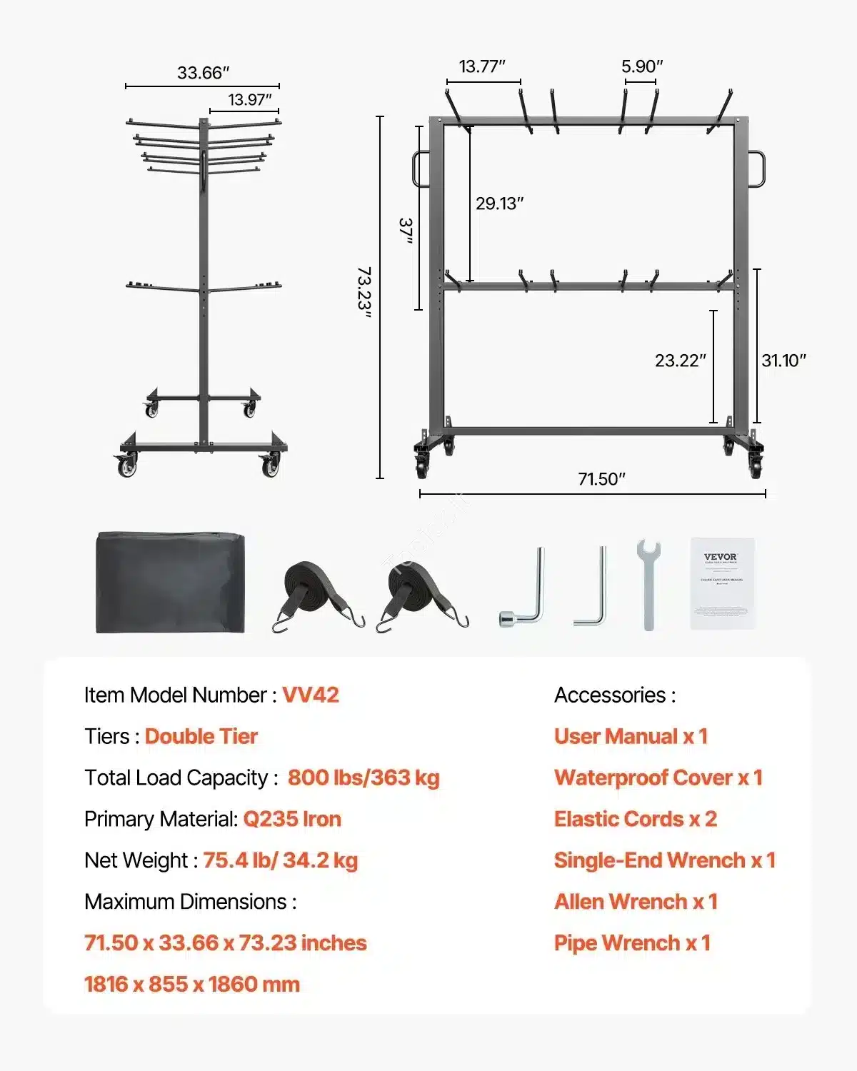 Profesionalus Dviejų Aukštų Sulankstomų Kėdžių Vežimėlis Iki 84 kėdžių 12 stalų 1816x855x1860 mm, 363 kg, Matinė Juoda topick (2) Profesionalus Dviejų Aukštų Sulankstomų Kėdžių Vežimėlis Iki 84 kėdžių / 12 stalų 1816x855x1860 mm, 363 kg, Matinė Juoda - Image 7