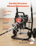 Profesionalus Elektrinis Beoris Dažymo Purkštuvas su Ratukais 950W / 3000 PSI, Maks. 2.0 L/min - Image 5