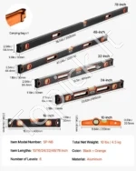 Profesionalus Gulsčiukų Rinkinys (6 vnt.): 200 cm, 120 cm, 80 cm, 60 cm, 40 cm, 25 cm, Smūgiams Atsparus Aliuminis - Image 4